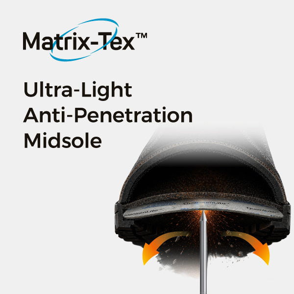 Durchtrittsichere Zwischensohlentechnologie Matrix-Tex™ für durchtrittsichere Sicherheitsschuhe